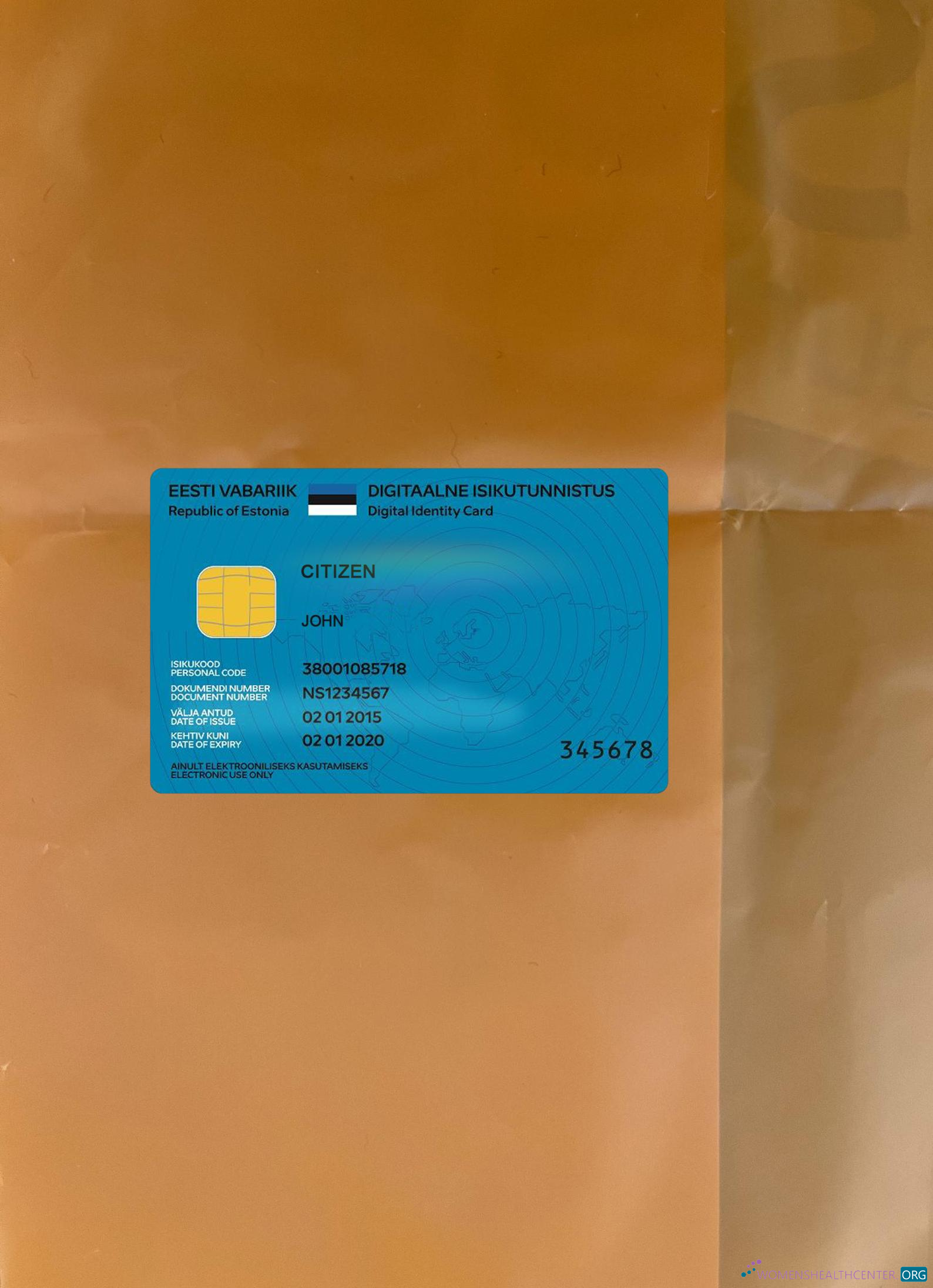 Download Estonia digital ID card 2018 present photolook front Photoshop template